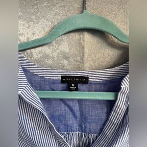 Blue and white striped long sleeve women’s shirt